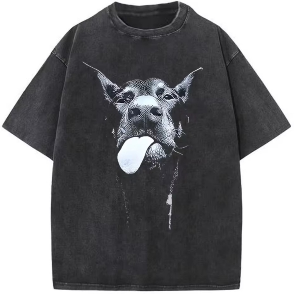 No Boundaries Black and White Short Sleeve Tee with Dog Graphic